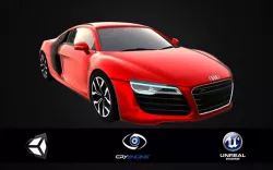 Audi R8 Red Sport obj dae stl 3ds 3D Printable Low-poly  3D model