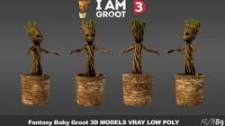 Baby Groot Fantasy Design 3D Models  Low-poly  3D model