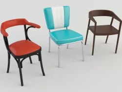 Bar Cafeteria Restaurant Chairs 3 3D model