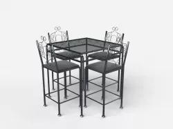 Bistro Table with Chairs Low-poly  3D model