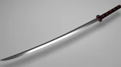 Black Hilt Katana Low-poly  3D model