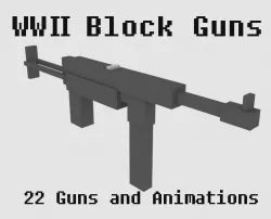 Block Guns WW2 Animated Low-poly  3D model
