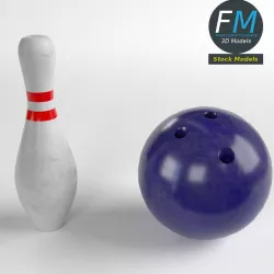 Bowling Ball and Pin Low-poly  3D model