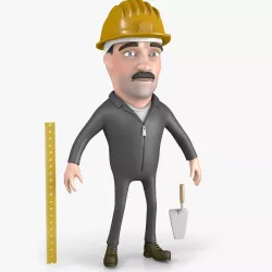 Builder Cartoon Character 3D model
