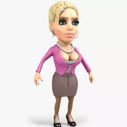 Busty Secretary Cartoon Character 3D model