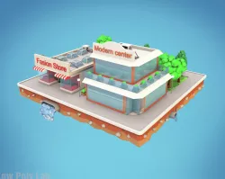 Cartoon City Block Fashion Store Low-poly  3D model