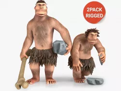 Cartoon Neanderthal Character Collection Low-poly  3D model