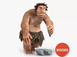 Cartoon Neanderthal Character Rigged2 Low-poly  3D model