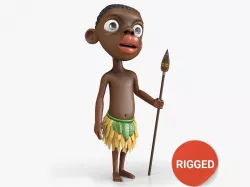 Cartoon Papuan Boy Rigged Low-poly  3D model