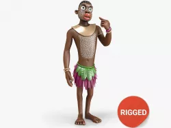 Cartoon Papuan Character Rigged Low-poly  3D model