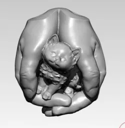 Cat Kitty Tiger lion pendant with human hands 3D print model