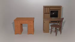 Chair and Desks Low-poly  3D model