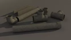 concrete pipes HD 3D Models Low-poly  3D model