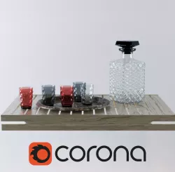 Crystal glasses and a bottle 3D model