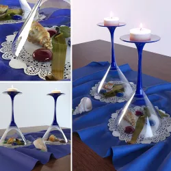 Decor with glasses and candles 3D model