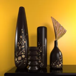 decorative wooden vases 3D model