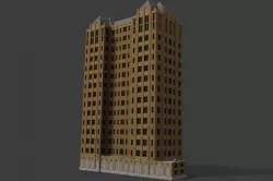 Detroit Abandoned Skyscraper Low-poly  3D model