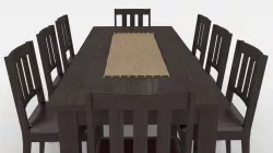 Dining room table with chairs and runner 3D model