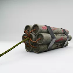 Dynamite Explosive Pack Paper Texture with Extra LowPoly version Low-poly  3D model