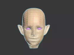 Elf female head model  Low-poly  3D model
