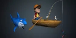 Fisherman Low-poly  3D model