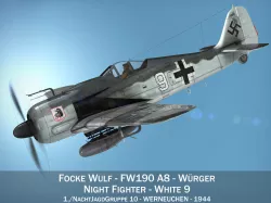 Focke Wulf - FW190 A8 - White 9 3D model