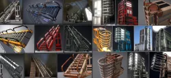Futuristic Ladders and Stairs Set - All Available PBR Textures  Low-poly  3D model