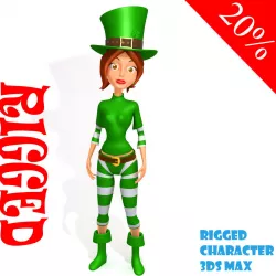 Leprechaun girl Cartoon Rigged 3D model