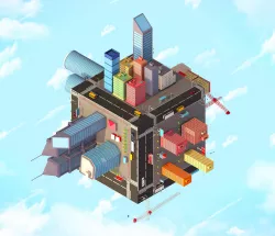 Low Poly Megapolis Cube City 3D model