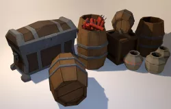 Low Poly Stylized Container Pack Low-poly  3D model