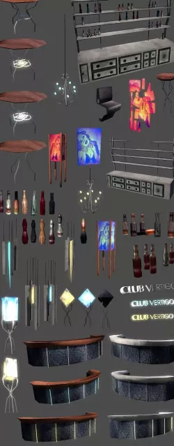 Lowpoly Bar Set SciFi Low-poly  3D model