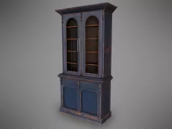 Lowpoly PBR Old Worn Bookshelf Low-poly  3D model