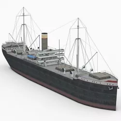 Old Cargo Ship Low-poly  3D model