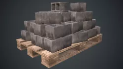 Pallet Of Concrete Blocks PBR Game Ready Low-poly  3D model