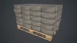 Pallet With Concrete Blocks PBR Game Ready Low-poly  3D model