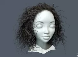  PBR Curly realtime hair Low-poly  3D model