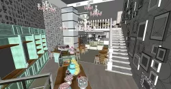 Restaurant and deli design wth upstairs sushi and cocktail bar   3D model