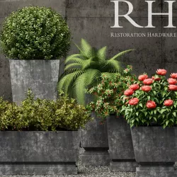 Restoration Hardware pedestal sheet metal planters 3D model