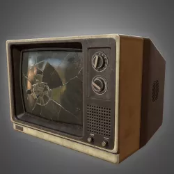 Retro Busted Television - PBR Game Ready model Low-poly  3D model