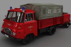ROBUR  LO 1800  Fire Truck w Trailer 3D model