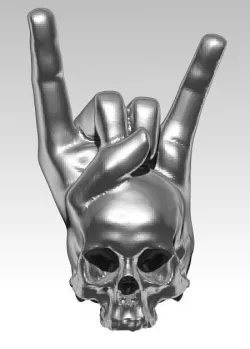 rock and roll skull pendant hand gesture symbol jewel 3D print model
