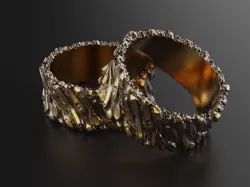 Rough rock facture wedding ring tree bark factured band 3D print model