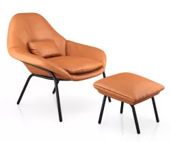 Rowan Leather Chair and Ottoman by West Elm 3D model