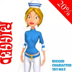 Sailor woman Cartoon Rigged 3D model