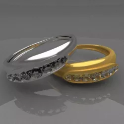 Seven diamonds SILVER and GOLD rings 3D model