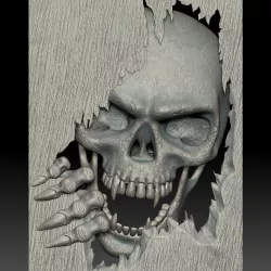 Skull monster bas-relief STL file for CNC or 3D printing 3D print model