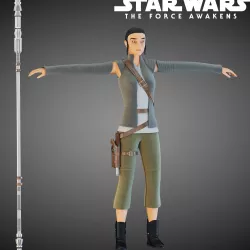 Star Wars Rey T-pose 3D model