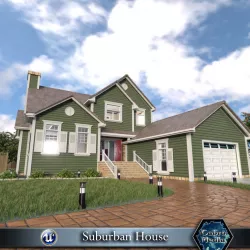 Suburban House Low-poly  3D model