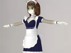 T pose nonrigged model of Nekomi anime creature 3D model