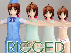 T pose rigged model of Karin anime girl 3D model